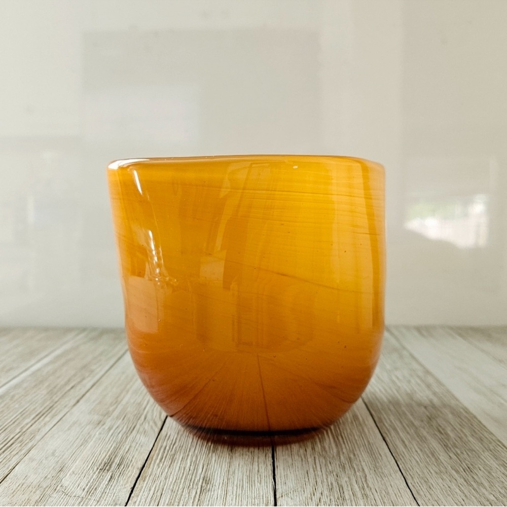 Vintage Golden Brown Hand Blown Glass Bowl Decorative Dish Planter - Picture 12 of 14